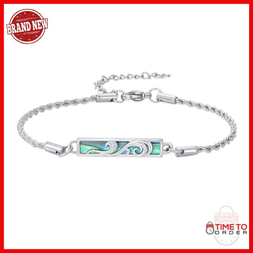 Adjustable Sterling Silver Bracelet with Abalone Shell Charm